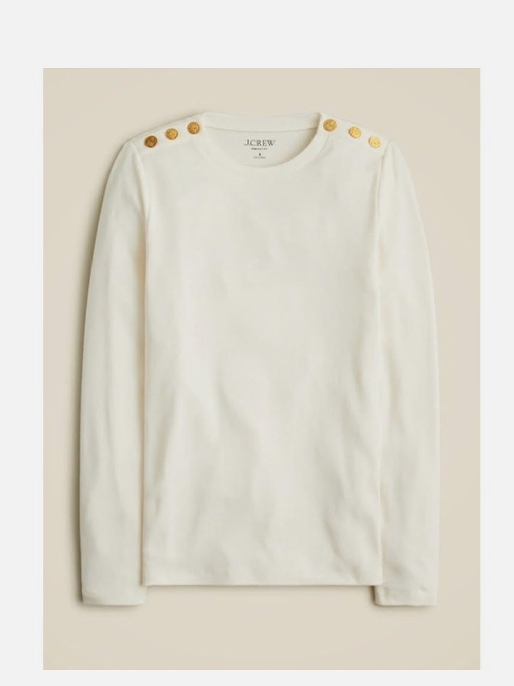 NWT J. Crew Ivory Button-Shoulder The Perfect Tee Top 💯% Cotton